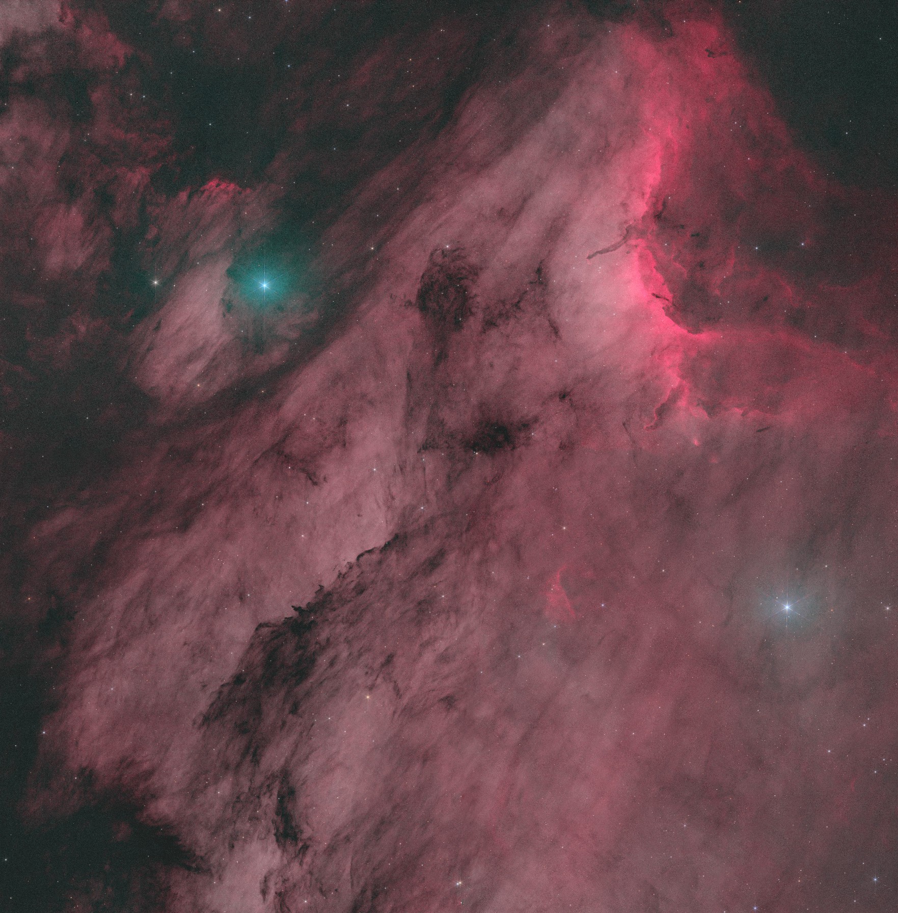 Linear HOO, no RGB blended in, stretched stars screened on top