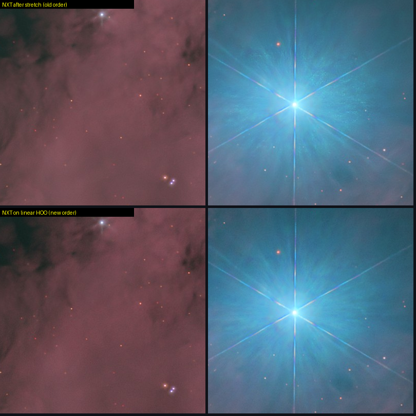 Top: NXT after the stretch. Bottom: NXT on the linear HOO before the merge